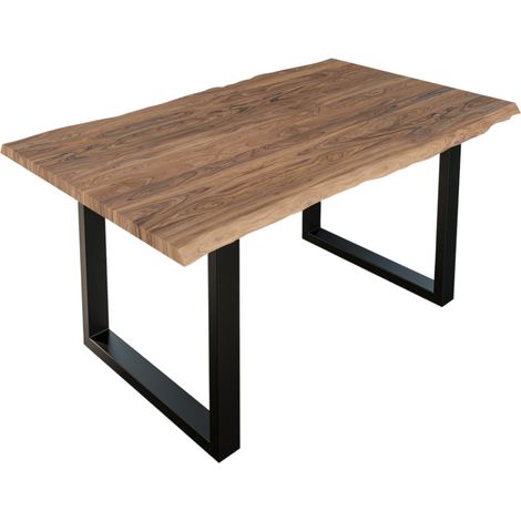 Esstisch Baumkante massiv Akazie stone 180 x 90 cm schwarz LAUREN
