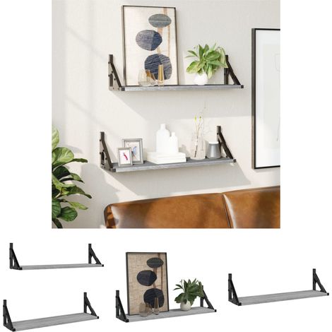 The Living Store Wandregale 2 Stk. Grau Sonoma 60x15x15,5 cm -  Wandregale (1/5)