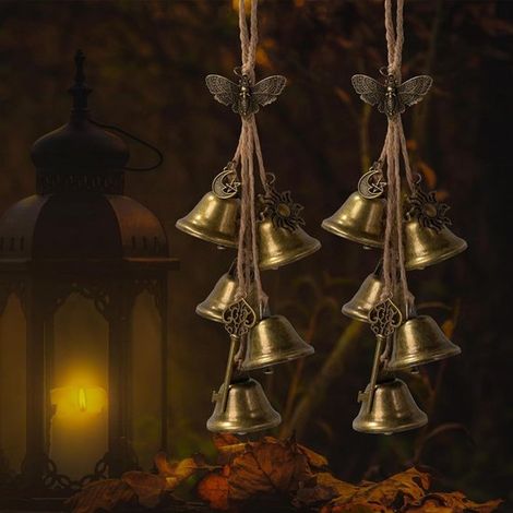 Clochettes de porte suspendues lot de 2 - cloches vintage pour poignée de porte, bronze