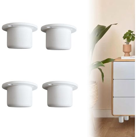 Pieds Réglables SANDY pour Meubles et Canapés, 35-50 mm, Blanc, Lot de 4, Cuisine, Salon, Salle de Bain - INDAUX (1/5)