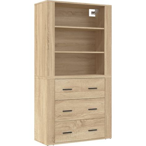 Buffet credenza cassettiera mobile contenitore organizer cucina soggiorno soggiorno alto sonoma derivati del legno marrone 020034214