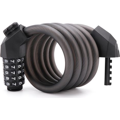 Antivol de vélo à code à cinq chiffres, câble en acier transparent et résistant à l'eau et à la rouille, pour VTT. (1/5)