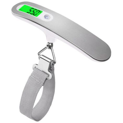 Balance à bagages électronique portable grise, numérique, poids maximal : 50 kg/110 lb, adaptée aux voyages, aux achats