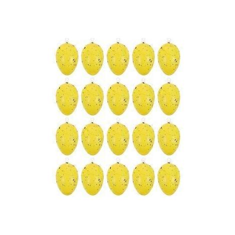 20 œufs de Pâques factices décoratifs, œufs mouchetés, accessoire photo (jaunes) (1/2)