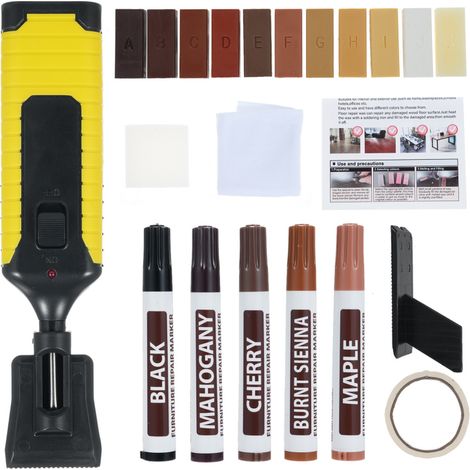 Reparaturset für Holz-/Vinylböden, 11 Farben, repariert Kratzer, Risse und Flecken (Holz, Vinyl)