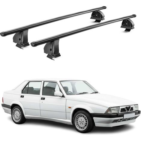 OMAC Stahl Dachträger Querträger Alfa Romeo 75 1985-1992 – TÜV / DIN 75302:2019 – Abschließbar – Max. 75 kg – 2 Stangen – Schwarz (1/5)