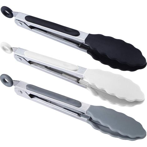 Lot de 3 Pinces, 17,8 cm, Silicone alimentaire, Résistant chaleur 250°C, Sans BPA, Cuisine Barbecue (1/5)