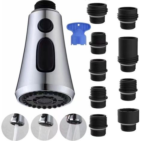 Cabezal de repuesto para grifo de cocina: cabezal rociador de acero inoxidable (1/5)