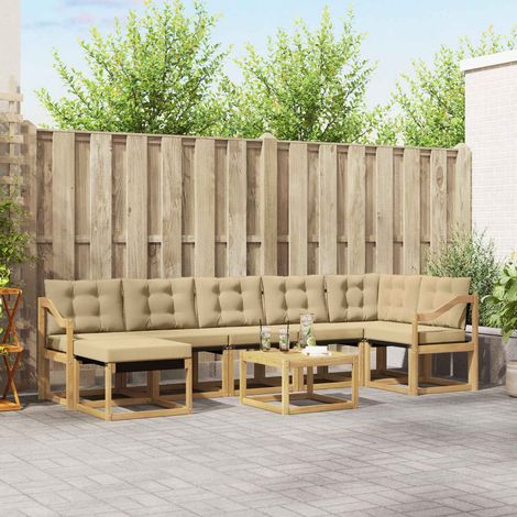 vidaXL Outdoor-Sofagarnitur mit Kissen 8 pcs Weiß und Beige (1/5)