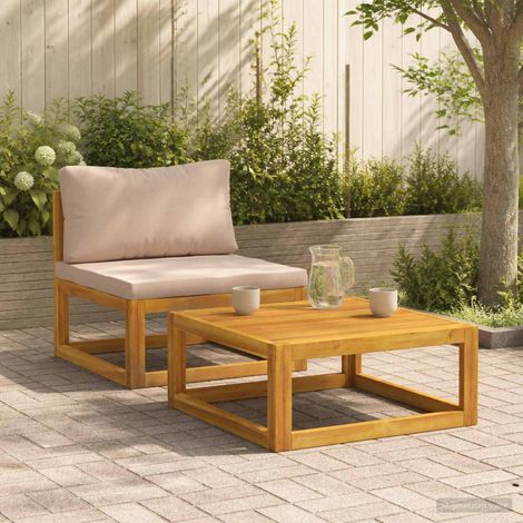 vidaXL Sectional Sofa Set with Cushions 2 pcs Solid Acacia Wood (1/5)