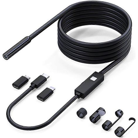 Outils de réparation W400B : outils de diagnostic automobile, endoscope avec caméra 8 mm et 8 LED, adaptateur micro-USB Type-C, câble de 5 m, 2 000 000 pixels. (1/5)