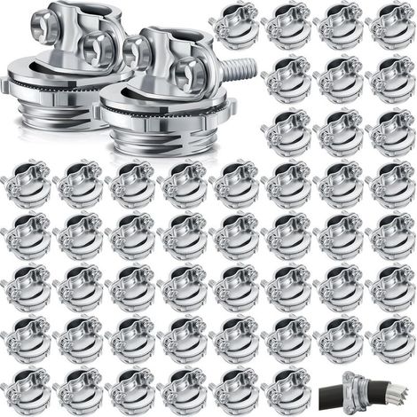50 Stück Kabelverbinder, Klemmverbinder für Kabelkanäle, Rohrschellen für elektrische Drähte, Metallrohrschutzkabel, Silber-Zink, (3/4 Zoll) (1/5)