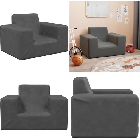 vidaXL Kindersofa Anthrazit Weich Plüsch (1/5)