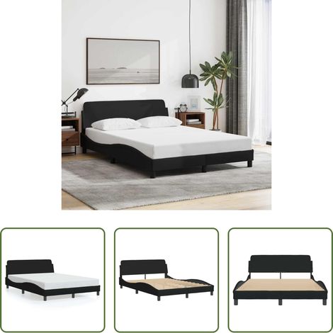 Cadre de lit - Cadre de lit Dover noir 140x190 cm tissu (1/5)