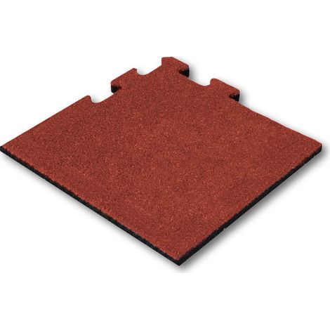 Baldosa de Goma Roja 25mm - 50x50 cm - Esquina Sistema Puzzle