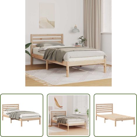 vidaXL Kieferholz - Bettrahmen mit Kopfteil Braun 80 x 200 cm Massives Kiefernholz (1/5)