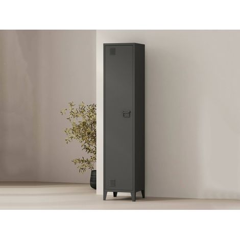 Dmora - Säulenschrank Soleto, Schrank für Badezimmer oder Küche, Multifunktionaler Hochschrank, Mehrzweckschrank, 38x38 h180 cm, Schiefer (1/5)