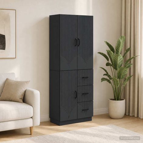 vidaXL Schrankset 2 pcs Schwarz Holzwerkstoff (1/5)