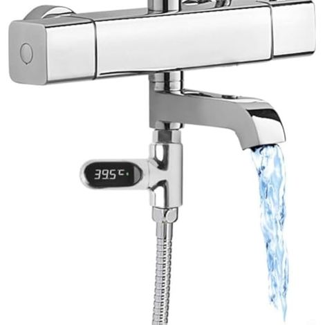 Thermomètre de douche numérique à LED, moniteur de température de douche numérique, alimentation intelligente autonome pour douches à main (deuxième génération) (1/3)