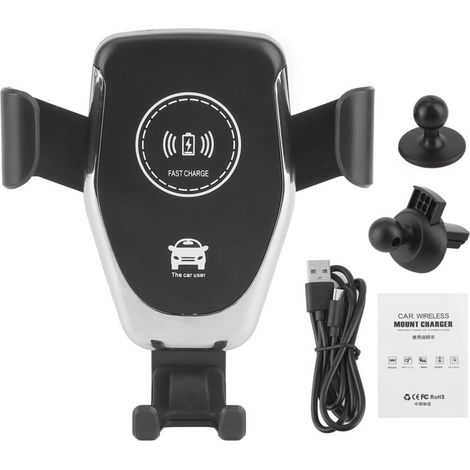 Support de charge rapide sans fil pour voiture, support de montage sur grille d'aération, chargeur de téléphone portable 10W (1/5)