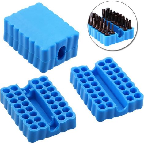 Support De Douilles À Vis - 32 Logements Pour Douilles Hexagonales 1/4 Pouces - Boîtier De Stockage Portable - Bleu - 2 Pièces (1/5)