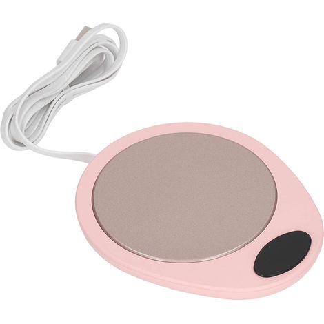 Chauffe-tasse USB à température constante, étanche et réglable, pour tasses à café en céramique, rose et blanc.