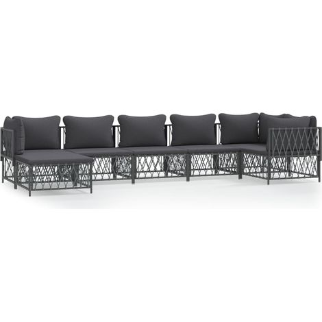 Maison Exclusive - Set Salotto da Giardino 7 pz con Cuscini Antracite in Acciaio (1/5)