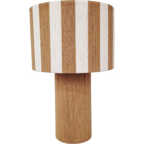 Lámpara de mesa de cuerda beige con pantalla a rayas 44 cm (1/4)