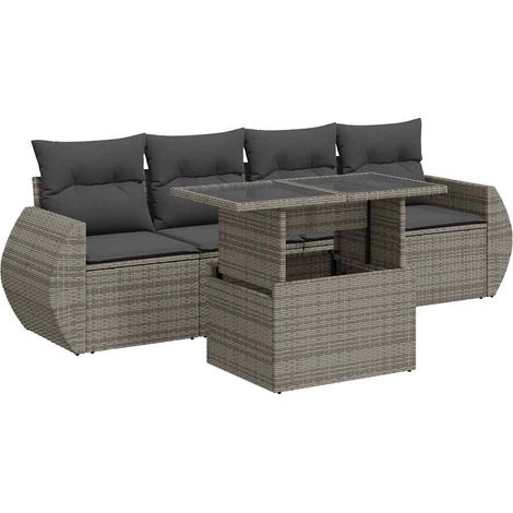 Maison Exclusive - 5-tlg. Garten-Sofagarnitur mit Kissen Grau Pol