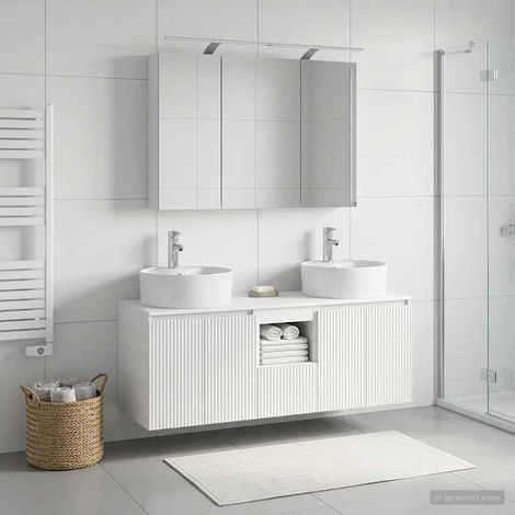 vidaXL Bathroom Cabinet Set 4 pcs White Engineered Wood (1/5)