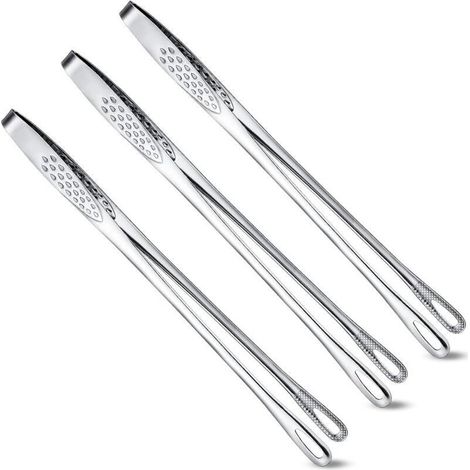 3-teiliges koreanisches und japanisches Grillzangen-Set, Grillzange aus Edelstahl, Küchenzange, Kochzange für Salat, Fisch, Steak und Grillgut (1/5)