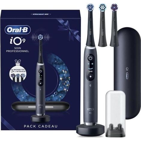 Cepillo de dientes eléctrico conectado - ORAL-B -iO 9 Edición XMAS - Negro - Movimiento oscilante-rotativo