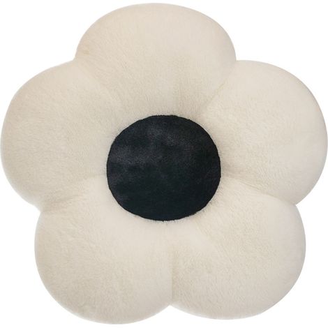 Coussin en forme de fleur, peluche douce et mignonne, oreiller décoratif blanc pour canapé, lit, salon, chaise, 50 cm (1/5)