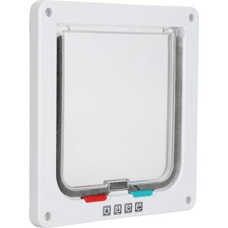 Porte de sécurité pour chat avec clapet anti-retour, barrière en plastique pour petits animaux de compagnie, blanc, taille S (1/5)