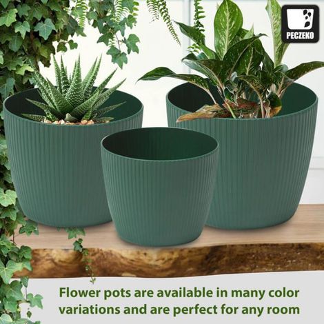 2 Pots de fleurs, Plastique durable, Résistant aux UV, Léger, Intérieur et extérieur (1/5)