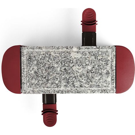 Appareil à raclette rouge foncé 2 personnes + 2 caquelons - 350W - plateau amovible en granite (1/3)