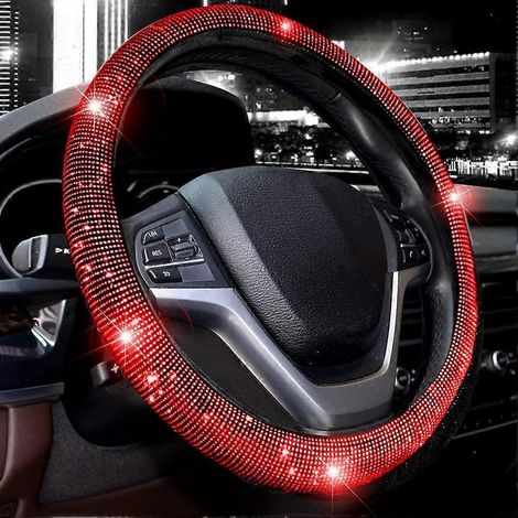 Housse de volant pour femme, ornée de cristaux et de diamants scintillants, protection universelle pour volant de voiture ou SUV, 15 pouces. (1/5)