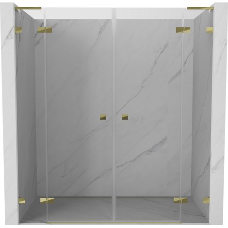 Mexen Lunar L Duo portes de douche battantes 200 cm, transparentes, doré - 834DL-200-000-50-00 (1/3)