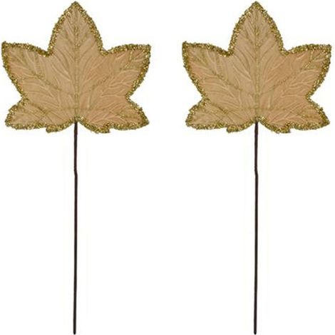 Foglia in velluto oro decorazioni per albero di natale addobbi natalizi set da 6 molto belle moderne particolari (1/5)