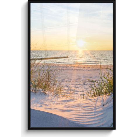 AFFICHE ENCADRÉE Plage - Soleil - Dune - Herbe - Sable - Horizon Decoration Murale Peinture 80x120 (1/5)