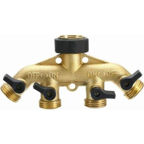 Wasserhahn-Splitter aus Messing mit 4-Wege-Bewässerungs-Gartenschlauch-Anschlussausrüstung (Europäisches Gewinde 3-4) (1/4)