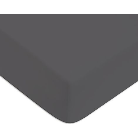 Drap housse en coton 57 fils uni bonnet 25cm zinc 140x190cm