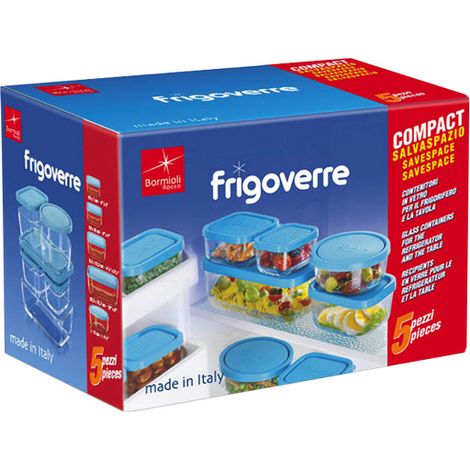 Contenants en verre pour aliments, lot de 5 pièces, Frigoverre Bormioli Compact (1/3)