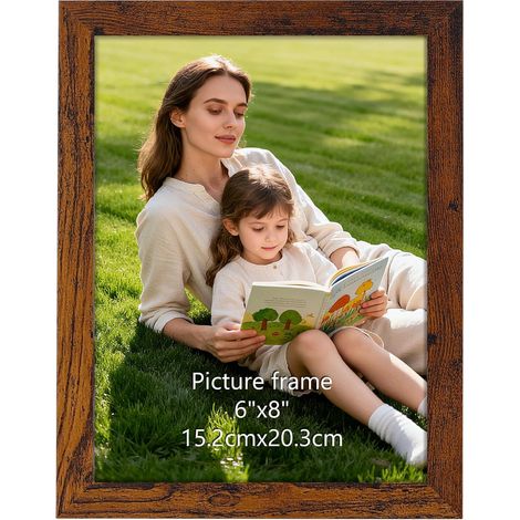 Cadre Photo 15x20cm Rustique en MDF Bois Marron, pour Photos, Diplômes et Déco - Affichage Vertical/Horizontal, Léger et Stable, 1 Pièce (1/5)