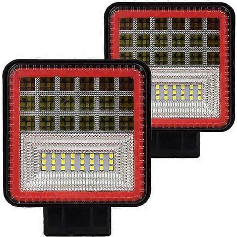 Barre lumineuse LED Nlpearl pour travail tout-terrain 4x4, compatible Jeep, camion, tracteur, bateau, SUV, quad, antibrouillard, 12 V/24 V, 2 pièces, 126 W, rouge (1/5)
