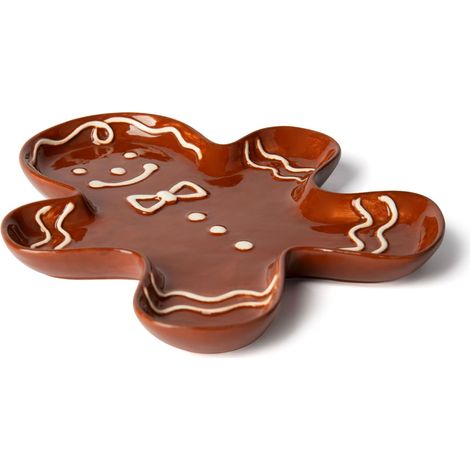 Assiette de Noël en céramique en forme de bonhomme pain d'épice décoré à la main (1/3)
