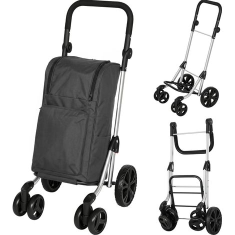 Carro de la compra plegable 46 L con bolsa térmica, asa ajustable y marco de aluminio (1/4)