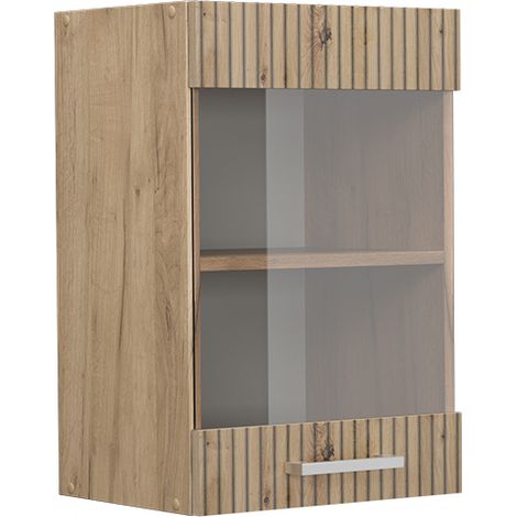 Vicco – Meuble de cuisine haut vitré R-Line – Chêne Artisan – 40 cm largeur x 60 cm hauteur x 31 cm profondeur – Panneau mélaminé 16 mm