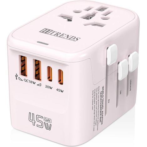 Adaptateur de voyage international 45W avec prises de voyage pour l'UE, l'Australie, les États-Unis et le Royaume-Uni. (1/5)