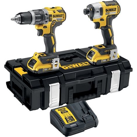 Dewalt – Pack perceuse à percussion DCD796 – visseuse à chocs DCF887 18V – DCK266D2 – 2 batteries 2.0Ah – Moteur sans charbon (1/4)